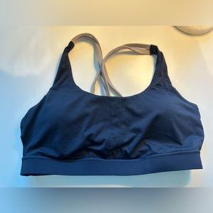 Lululemon Energy bra, medium support. Navy with barely pink straps, like new!